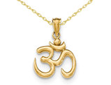 14K Yellow Gold Ohm Symbol Charm Pendant Necklace with Chain